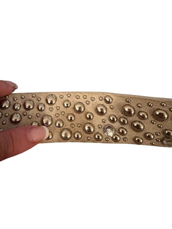 Y2K Womens Silver Suede Studded Belt Size 2XL Cream Leather Western Rodeo Bling main image 7